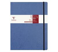 Clairefontaine 794464C collezione Age Bag Un taccuino con elastico cucito a filo My.Essential blu - B5 19x25 cm - 192 pagine numerate rigate - Carta Avorio 90g - copertina in carta lustrée effetto cuoio