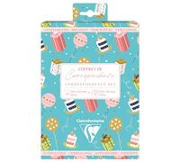 Clairefontaine 81002C - un set per la corrispondenza tema Compleanno/Cadeaux/candele/Gâteau - 8 biglietti doppi11x15,5cm 185 g/m² + 8 buste Pollen C6 (11,4x16,2 cm) 120g m/² colore Verde