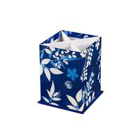 Clairefontaine 83501C - Un Pot à Crayons/Pinceaux/Stylos - Multifonctions en Carton Décors Floral/Cyanotype - Carré 8,5x8,5x11 cm - Home Office - Collection Cyanotype