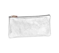 Clairefontaine 8701C Trousse piatta in vera pelle, color Argento