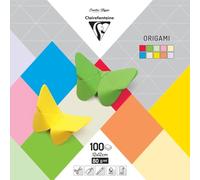Clairefontaine 95008C - Pacco da 100 fogli di carta per Origami 80g/m² - Formato 12x12cm - carta colorata lisciata e tinta in massa - hobby creativo - Assortimento Misto (10 colori diversi)