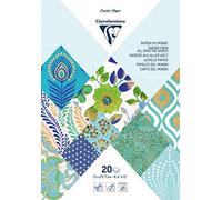 Clairefontaine 95095C - Blocco da 20 Fogli di Carta- Format A4 (21x29,7 cm) - Carte Artigianali e texturizzate - Hobby creativi - Carta Creativa, Scrapbooking e Decorazione - Colore Bleu