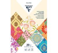 Clairefontaine 95097C - blocco da 20 fogli di carta- Formato A4 (21x29,7 cm) - carte artigianali e texturizzate - hobby creativi - carta creativa, Scrapbooking e Decorazione - colore Assortis