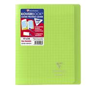 Clairefontaine 951403C Un quaderno a punto metallico Koverbook verde - 17x22 cm - 96 pagine a quadretti grandi - Carta Bianca 90g - copertina in polipropilene