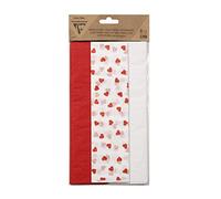 Clairefontaine 95542C - confezione da 6 fogli di carta velina stampata- Misura 50x75 cm - 2 Fogli motivo cuori + 2 Fogli Rosso + 2 Fogli bianchi - assortimento amore