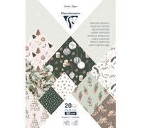 Clairefontaine 95548C - Blocco da 20 fogli a motivi Natale Cosy Formato A4 (21x29,7cm) 160g/m² + 2 fogli di etichette da ritagliare + Idée Créative - carta Scrapbooking Hobby Creativi