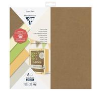 Clairefontaine 95739C - Zestaw 5 arkuszy gładkiego papieru do wycinania 210g/m² - Format 30,5x30,5 cm - Kolory: kraft, kremowy, zielony pąk, karmelowy, natura - Kompatybilny z maszynami do cięcia