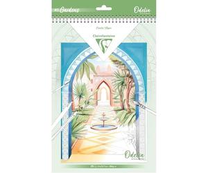 Clairefontaine 95743C - ODELIA, Bloc de coloriage multi-techniques de 20 feuilles A4 250g, Les jardins