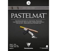 Clairefontaine 96004C Blocco collato Pastelmat n°6 - 12 Fogli di carta Speciale per Pastelli secchi - 24x30 cm 360g - Antracite - Divisori in carta Cristal
