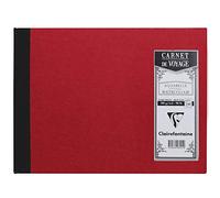 Clairefontaine 96041C - Un Taccuino da viaggio 120 pagine di carta da disegno acquerello grana grossa torchon 14,8x21 cm 180g, Copertina telata, Rossa