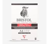Clairefontaine 96173C Blocco Collato Bristol - 20 Fogli di Carta Bristol Bianca Extra Liscia - A4 21x29,7 cm 205g - Ideale per il Disegno Tecnico a Pennino