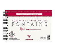 Clairefontaine 96312C Album a Spirale Fontaine - 12 Fogli Carta Acquerello Bianca 100% Cotone Grana Fine Qualità Professionale 12x18 cm 300g