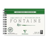 Clairefontaine 96319C - Album a spirale carta da disegno Fontaine 12 fogli a grana ruvida torchon 12x18 cm 300 g, bianca