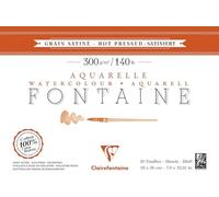 Clairefontaine 96343C Blocco Collato 4 Lati Fontaine - 20 Fogli Carta Acquerello Bianca 100% Cotone Grana Satinata Qualità Professionale 18x26 cm 300g