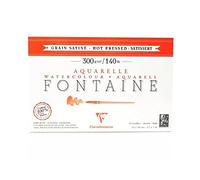 Clairefontaine 96348C - Blocco incollato 1 lato carta da disegno Fontaine 12 fogli a grana satinata 12x18 cm 300 g, bianca