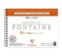Clairefontaine 96352C - Album a spirale carta da disegno Fontaine 12 fogli a grana satinata 19x26 cm 300 g, bianca
