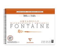 Clairefontaine 96353C - Album a spirale carta da disegno Fontaine 12 fogli a grana satinata 26x36 cm 300 g, bianca