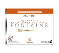 Clairefontaine 96353C - Album a spirale carta da disegno Fontaine 12 fogli a grana satinata 30x40 cm 300 g, bianca