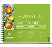 Clairefontaine 96361C - Album a spirale carta Etival 12 fogli grana ruvida torchon 24x30 cm 300 g, bianca