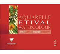 Clairefontaine 96395C - Blocco incollato su 4 lati carta Etival , 10 fogli, grana classica 18x24 cm 300 g, bianca