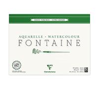 Clairefontaine 96430C Blocco collato 4 lati Fontaine - 25 Fogli Carta Acquerello Bianca 100% Cotone Grana Grossa Torchon Qualità Professionale 30x40 cm 300g