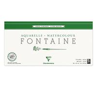 Clairefontaine 96438C - Blocco incollato su 4 lati di carta per acquerello Fontaine 300g, 25 fogli, grana ruvida torchon 20x40 cm 300 g, bianca