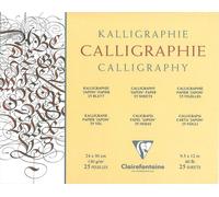 Clairefontaine 96439C Blocco collato Calligrafia - 25 Fogli di carta simil-Giapponese Avorio - 24x30 cm 130g - Ideale per Calligrafia con Pennino, Calamo e Pennello