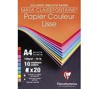 Clairefontaine 96444C -Blocco Maya, carta colorata, liscia, 20 fogli 21x29.7 cm 120 g, colori vivaci assortiti