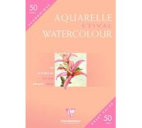 Clairefontaine 96469C Astuccio in Cartone Economico Etival - 50 Fogli Carta Acquerello Bianca 100% Cellulosa Grana fine Qualità Studio A4 21x29,7 cm 300g