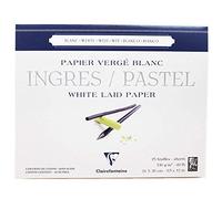 Clairefontaine 96482C Blocco collato Ingres Pastel - 25 Fogli di carta Ingres Vergata Bianca - 24x30 cm 130g - Ideale per il Disegno a Matita, a Sanguigna o a Carboncino