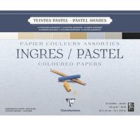 Clairefontaine 96488C - Blocco incollato in testa carta Ingres 25 fogli 30x40 cm 130g ,colori pastello assortiti