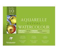 Clairefontaine 96560C - Blocco incollato su 4 lati carta Etival , 10 fogli, grana ruvida torchon 18x24 cm 300 g, bianca