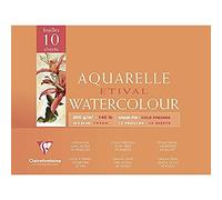 Clairefontaine 96570C - Blocco incollato su 4 lati carta Etival , 10 fogli, grana fine 18x24 cm 300 g, bianca