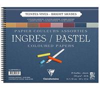 Clairefontaine 96587C - Blocco a spirale carta Ingres 25 fogli 24x30 cm 130g ,colori vivaci assortiti