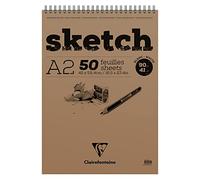 Clairefontaine 96601C blocco con Spirale lato corto Carta Sketch - 50 fogli carta da disegno Bianco Grana molto leggera - fogli staccabili - A2 42x59,4 cm 90g