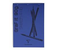 Clairefontaine 96623C Blocco Punto Metallico GraF'it - 80 Fogli Carta da Disegno per Schizzi Uni - Fogli staccabili - A4 21x29,7 cm 90g - Copertina colori casuali