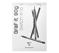 Clairefontaine 96667C Blocco a punto METALLICO GraF'it - 80 Fogli Carta da disegno per schizzi - Fogli Staccabili - A6 10,5x14,8 cm 90g - copertina Bianca - Pacco da 5 taccuini