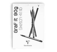 Clairefontaine 96679C Blocco a punto METALLICO GraF'it - 80 Fogli Carta da disegno per Schizzi - Fogli Staccabili - A4 21x29,7 cm 90g - copertina Bianca - Pacco da 5 taccuini