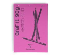 Clairefontaine 96680C Blocco Punto Metallico GraF'it - 80 Fogli Carta da Disegno per Schizzi Uni - Fogli staccabili - A4 21x29,7 cm 90g - Copertina Rosa