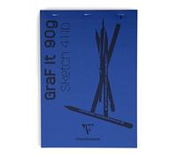 Clairefontaine 96732C Blocco a punto METALLICO GraF'it - 80 Fogli Carta da disegno per schizzi - Fogli Staccabili - A6 10,5x14,8 cm 90g - copertina Blu Notte - Pacco da 5 taccuini