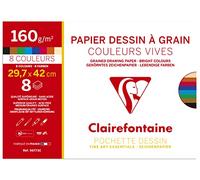 Clairefontaine 96773C -Pochette Etival, carta colorata, a grana, 12 fogli 29.7x42 cm 160 g, colori vivaci assortiti