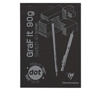 Clairefontaine 96844C - Blocco punto metallico GraF'iT 80 fogli con dots 21x29.7 cm 90 g, copertina nera