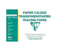 Clairefontaine 96883C - Pochette per Disegno scolastico - 10 Fogli Carta da lucido altamente trasparente- A3 29,7x42 cm 70/75g - Ideale per il Disegno tecnico