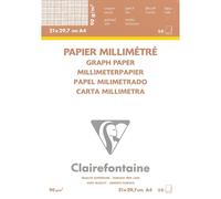 Clairefontaine 97135C Blocco Collato Carta Velina Millimetrata - 50 Fogli Carta Millimetrata Marrone - A4 21X29,7 cm 90g -Ideale per i lavori geometrici e per il Disegno Tecnico