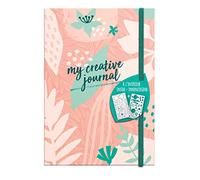 Clairefontaine 97403C - Quaderno "My Creative Journal" da 208 Pagine 90g/m² + Set di stencil e decalcomanie - formato A5(14,8x21 cm) -Organizzazione, pianificazione- Bullet Journal fai da te - Tema Sweety