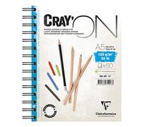 Clairefontaine 975023C - Blocco spiralato di carta da disegno Cray'on 50 fogli staccabili, extra bianchi 14.8x21 cm 120 g