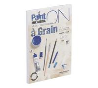 Clairefontaine 975048C Blocco collato PaintON multi-tecnica - 20 fogli carta da disegno multi-tecnica a Grana Pronunciata - Bianca - A5 14,8x21 cm 250g