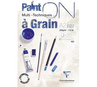 Clairefontaine 975051C - Blocco incollato di carta da disegno Paint'On 40 fogli 42x59.4 cm 250 g, bianca a grana