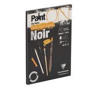 Clairefontaine 975168C Blocco collato PaintON multi-tecnica - 20 fogli carta da disegno multi-tecnica a Grana leggermente rugosa - Nera - A5 14,8x21 cm 250g