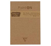 Clairefontaine 975173C - Blocco collato lato corto di carta da disegno Paint'On 50 fogli 17,6x25 cm 250g, colori Assortiti e Copertina kraft